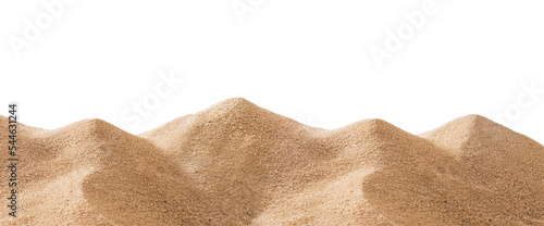 Close up pile sand dune isolated on white background