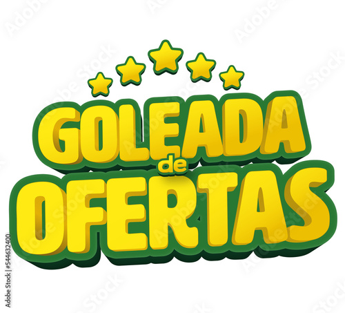 Goleada de Ofertas estilo 3d com fundo transparente vetor copa do mundo 2022 Brasil rumo ao hexa para campanhas e promoções.