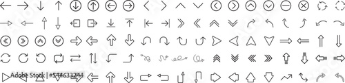 Line Arrow vector icon set in thin line style.