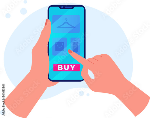 Phone flat icon, Online shopping, Searching purchases on artsite