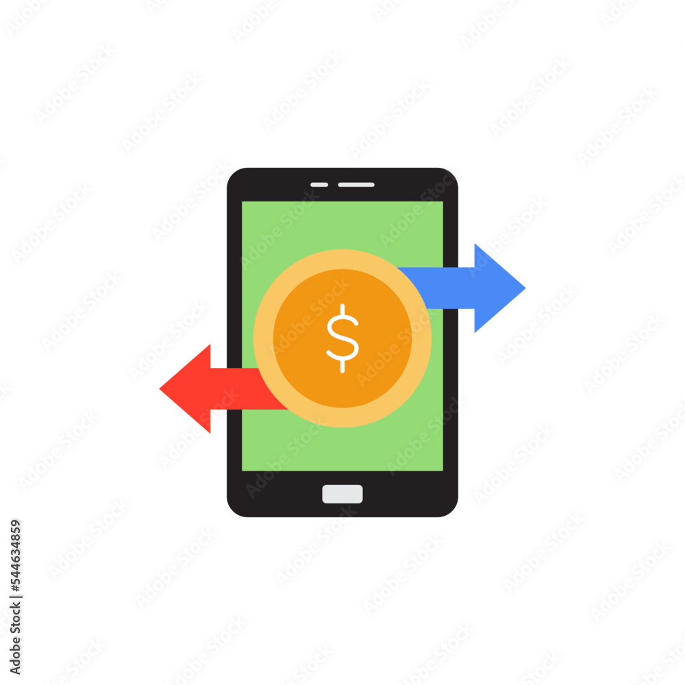 Mobile money transfer icon in color, isolated on white background Mobile money transfer icon in color, isolated on white background