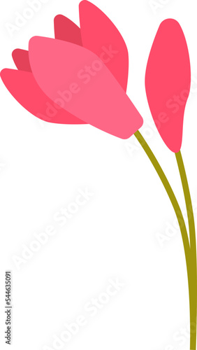 Beautiful pink tulip flat icon Spring garden flower photo