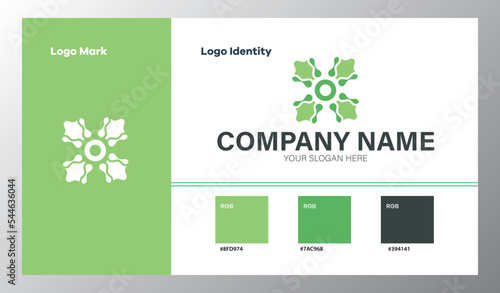 abstract geometric company logo with color guide