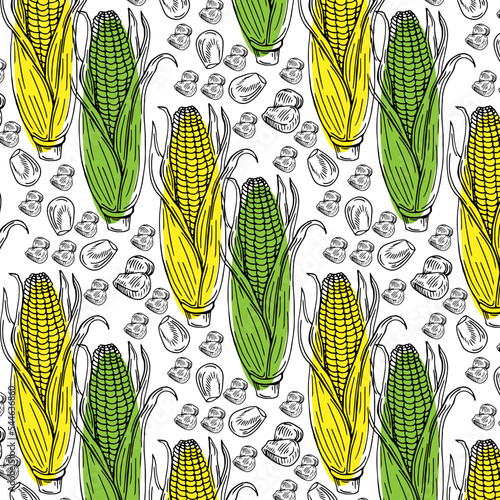 simple corn's background.Pattern with green and yellow colors