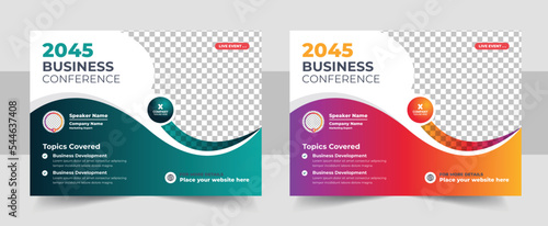 Corporate horizontal business conference flyer template, Business conference flyer template design photo