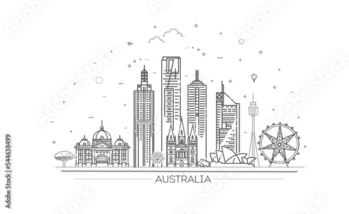 Australia architecture line skyline illustration