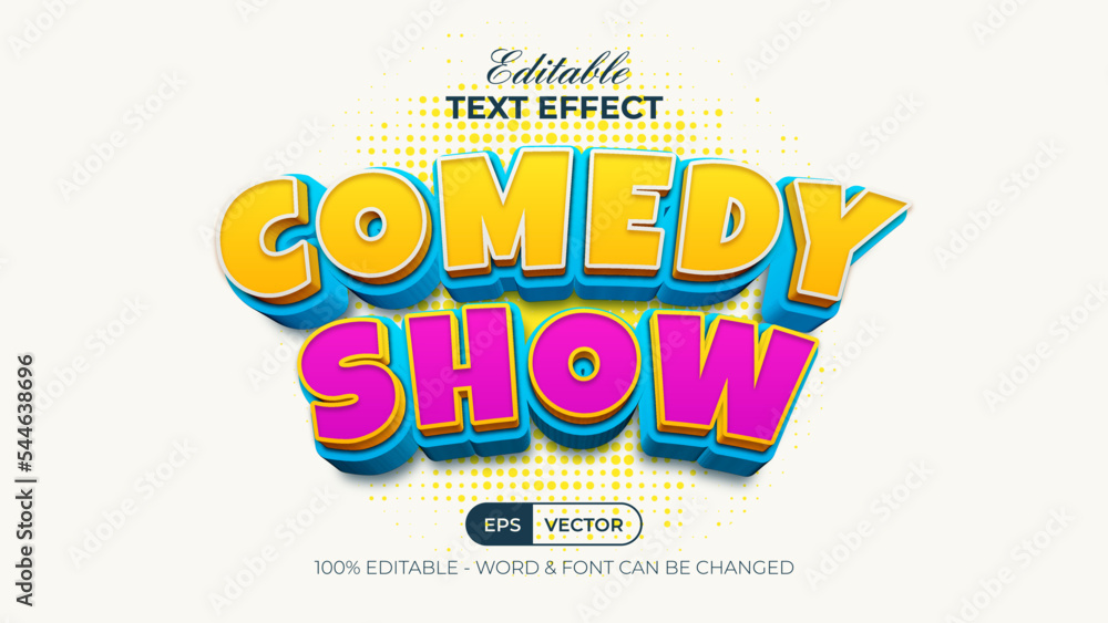 comedy show text effect style. Editable text effect. - obrazy, fototapety, plakaty 