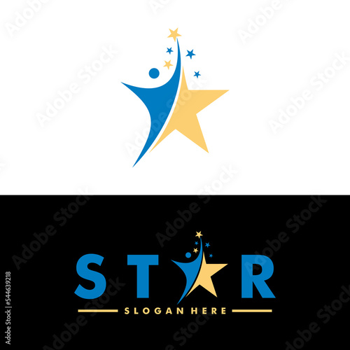 star success logo vector template, people take a star logo