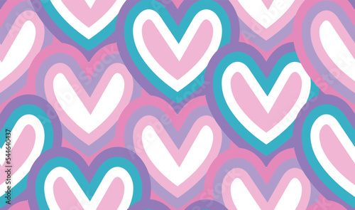 Abstract Hand Drawn Hearts Diagonal Pattern Cute Stylish Trendy Fashion Colors Perfect for Allover Fabric Print or Wrapping Paper