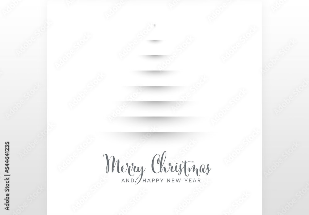 Christmas card with tree made from paper cut stripes Stock Template ...