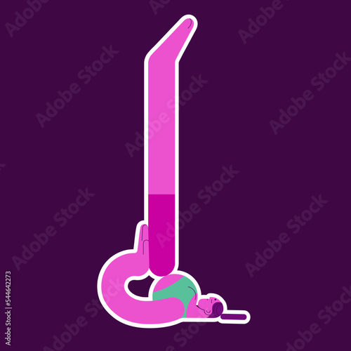 Shoulder stand, yoga pose. Woman exercising in sarvangasana position, inverted asana with legs up. Girl in candlestick posture for back stretch. Person training, body workout. Flat vector illustration