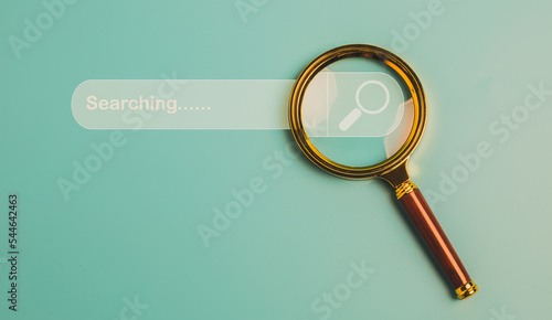 Magnifier glass with search bar icon for a web browser, website, or, SEO or Search Engine Optimisation concept