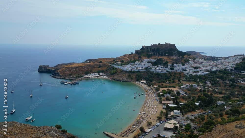 Lindos is a town on the Greek island of Rhodes. It’s known for its clifftop acropolis, which features monumental 4th-century gates and reliefs from about 280 B.C. Lindos is a town on the Greek island of Rhodes. It’s known for its clifftop acropolis, which features monumental 4th-century gates and reliefs from about 280 B.C.