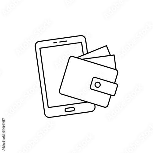 Phone wallet icon in line style icon, isolated on white background