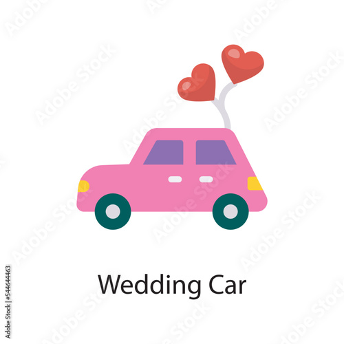 Wedding Car  Vector Flat Icon Design illustration. Love Symbol on White background EPS 10 File