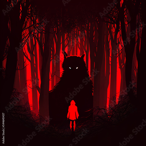 Silhuette Image of a dark Little Red Riding Hood Scene