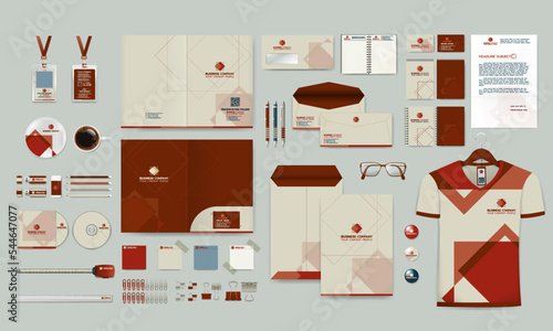 Professional business stationery items set earth tone vintage color styles vector illustration eps
