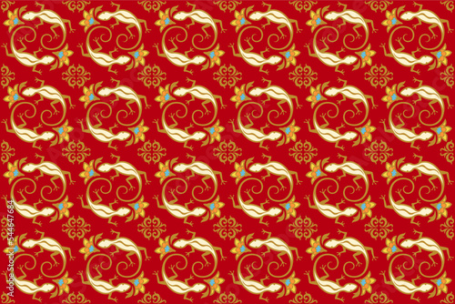 アジア調パターン10（とかげ白x赤）