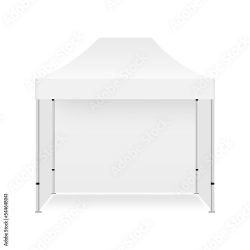 Blank Square Outdoor Canopy Tent Mockup, Isolated on White Background. Vector Illustration