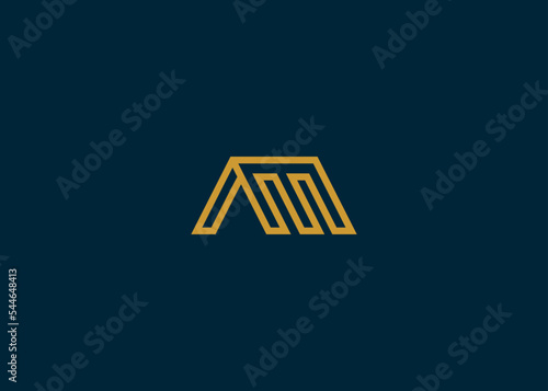 letter am with house logo design vector illustration template