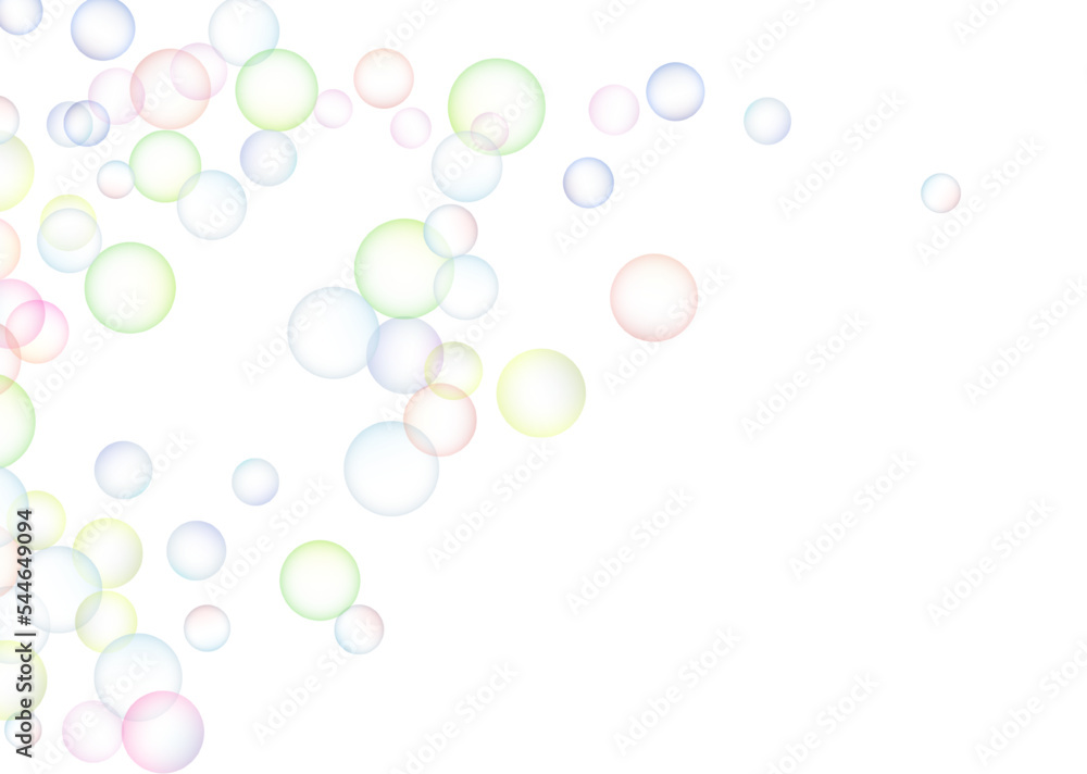 Soap bubbles randomly flew on a white background. Background design. Vector Soap bubbles randomly flew on a white background. Background design. Vector