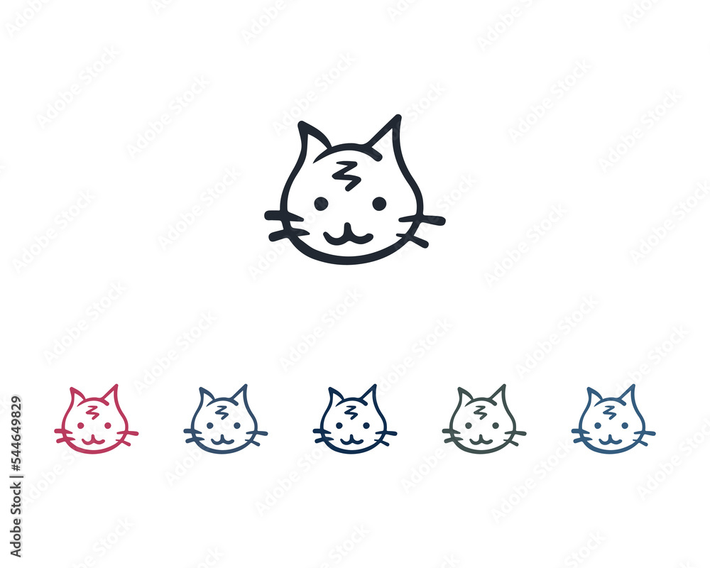 Laughing Cat head emotions vector, Vector icon of smiley cat face, Set of cheerful, joyful, happy cartoon cute cat face white background, Simple smiley pet or cat face silhouette vector illustration. Laughing Cat head emotions vector, Vector icon of smiley cat face, Set of cheerful, joyful, happy cartoon cute cat face white background, Simple smiley pet or cat face silhouette vector illustration.