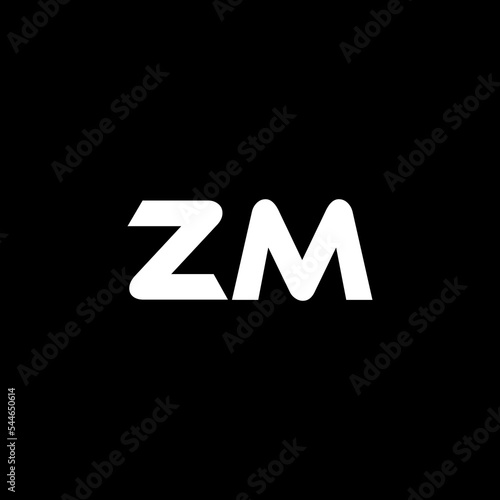 ZM letter logo design with black background in illustrator, vector logo modern alphabet font overlap style. calligraphy designs for logo, Poster, Invitation, etc.