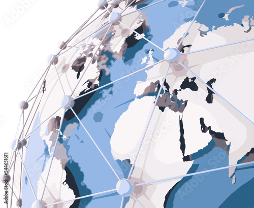 Concepto de internet y trabajo en grupo.Mapa mundial y redes de comunicacion.