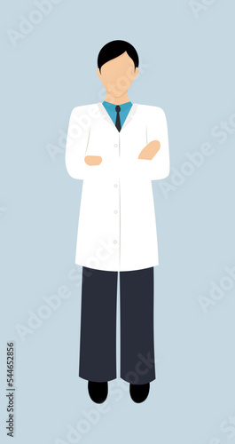 Male doctor in a white medical coat. Vector illustration