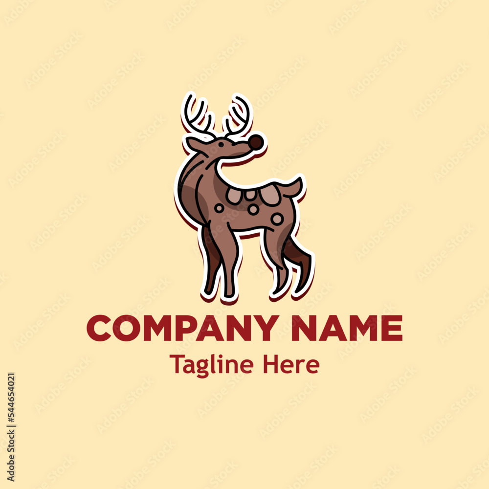 christmas logo with deer design template christmas logo with deer design template