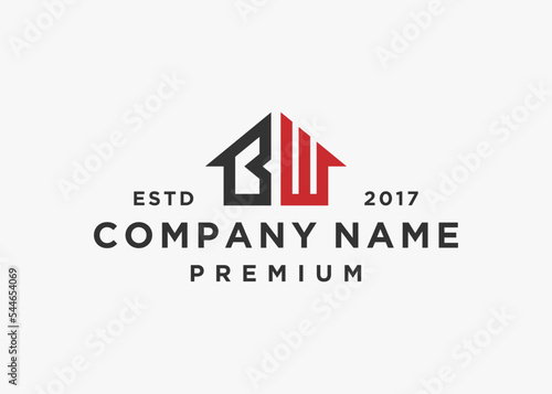 Fotografija letter bw with house logo design vector illustration template