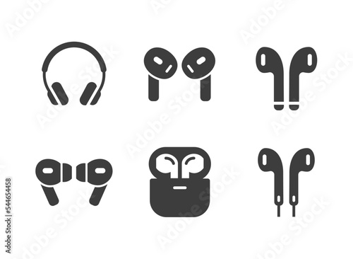 Airpods earphones headphones headset icon set