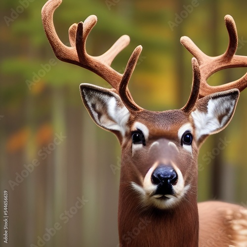 Rendering of a Reindeer in a Forest During the Day photo