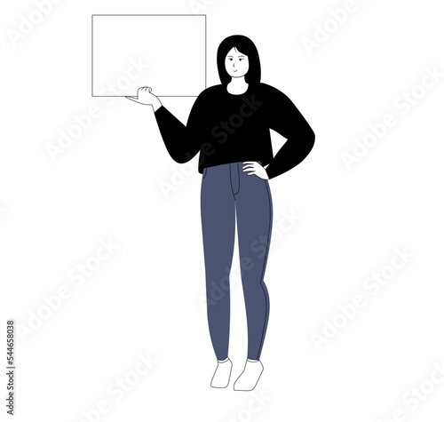 young woman people standing and talking, flat cartoon character isolated 