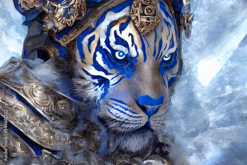 Digital Illustration Fantasy Ornamented Warrior Tiger