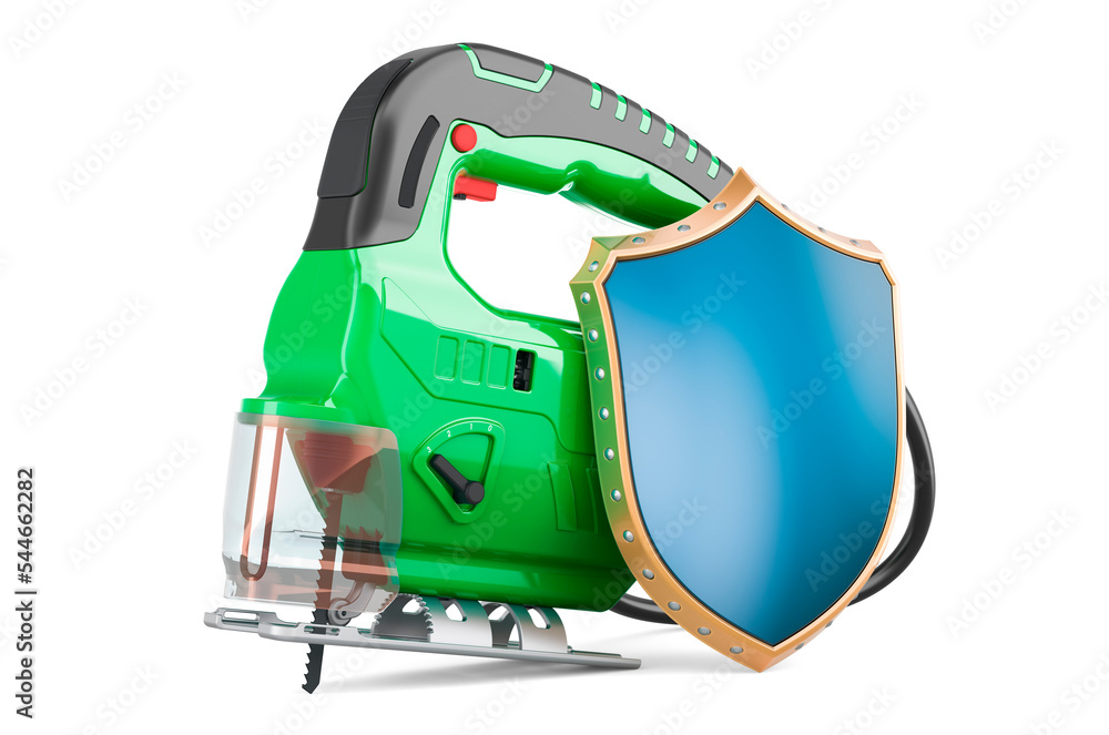 Naklejka premium Jigsaw power with shield, 3D rendering