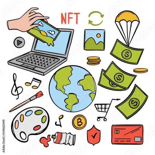 NFT MARKET TRANSACTION Online Selling Of Arts And Musical Works For Cryptocurrency Network Technology For Trade Crypto Store Internet Marketplace With Non-fungible Token