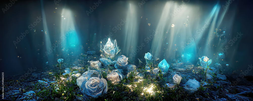 Obraz premium abstract fantasy blue roses under the water as wallpaper background