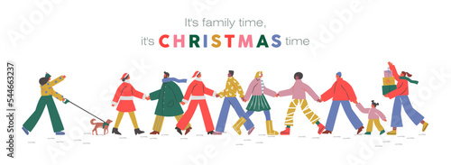 Christmas and family time people holding hands banner