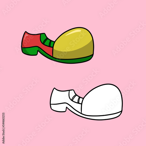 A set of images, Large bright clown shoes, vector cartoon