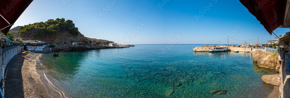 Panoramic view of beautiful village Chora Sfakion, Chania, Crete, Greece.