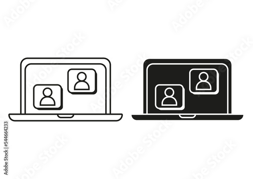 Black And White Chat Conversation Flat Icon Vector