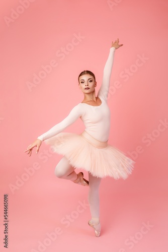 Ballerina dancing in studio