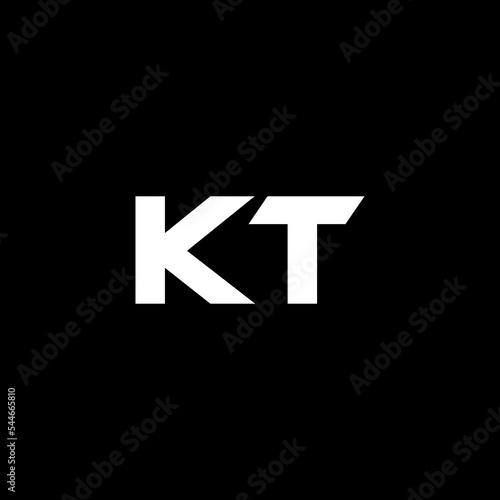 KT letter logo design with black background in illustrator, vector logo modern alphabet font overlap style. calligraphy designs for logo, Poster, Invitation, etc.