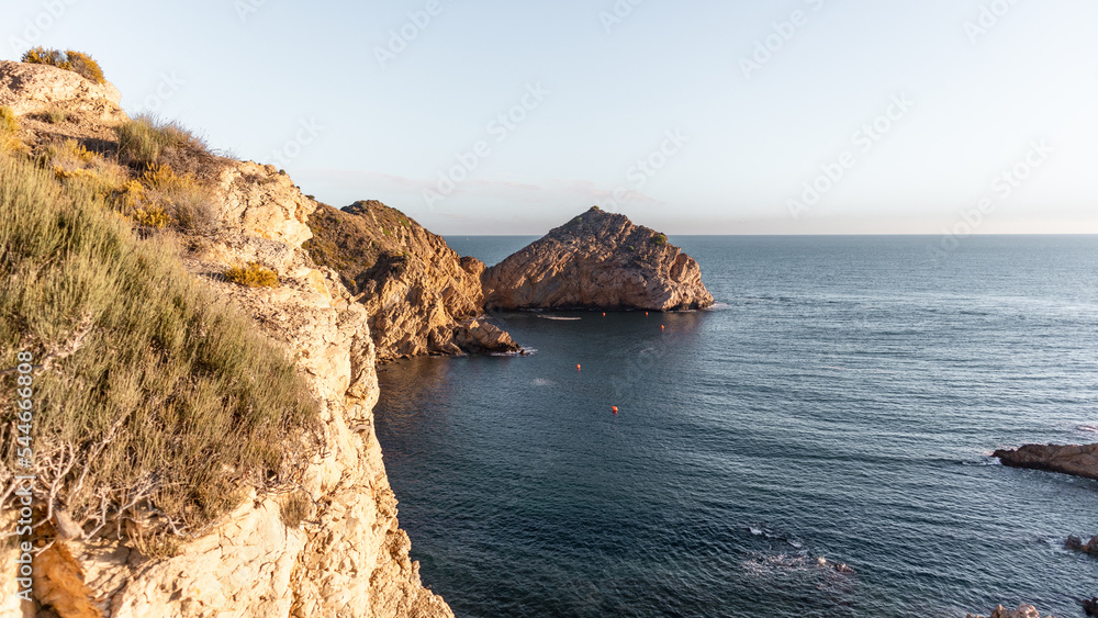 Cliffs and beaches in the south of Spain, in the Valencian community. White shore.