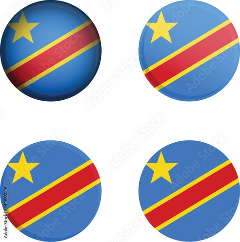 Round Country Flag in different styles disc badge vector illustration Democratic republic of Congo