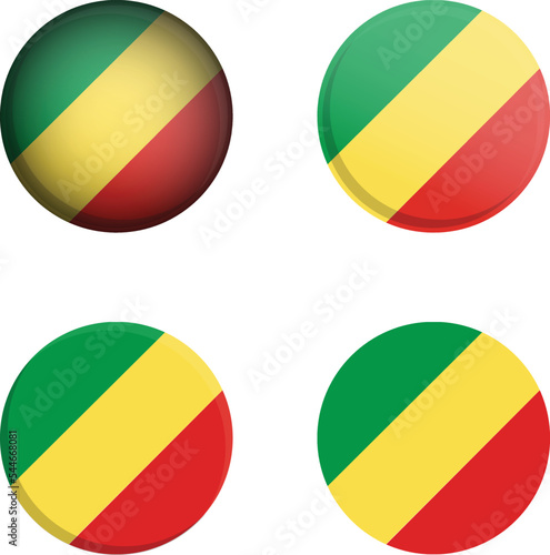 Round Country Flag in different styles disc badge vector illustration Republic of Congo