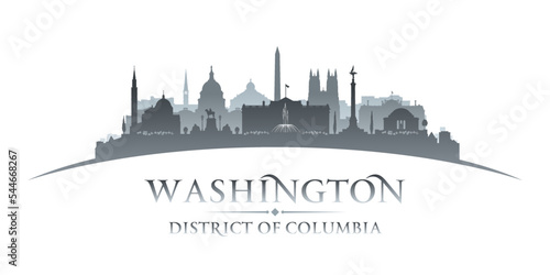Washington DC city silhouette white background
