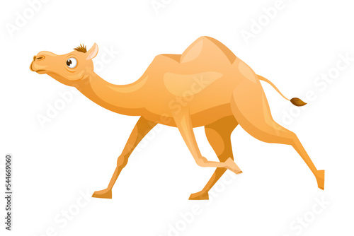 Brown Camel as Even-toed Ungulate Desert Animal Running Vector Illustration