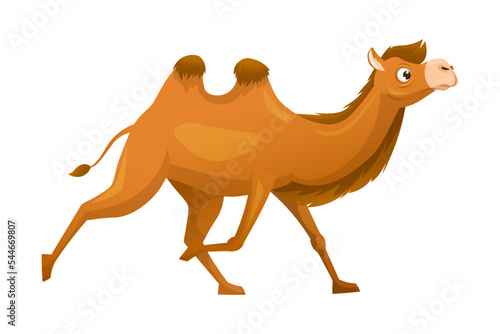 Brown Camel as Even-toed Ungulate Desert Animal Running Vector Illustration
